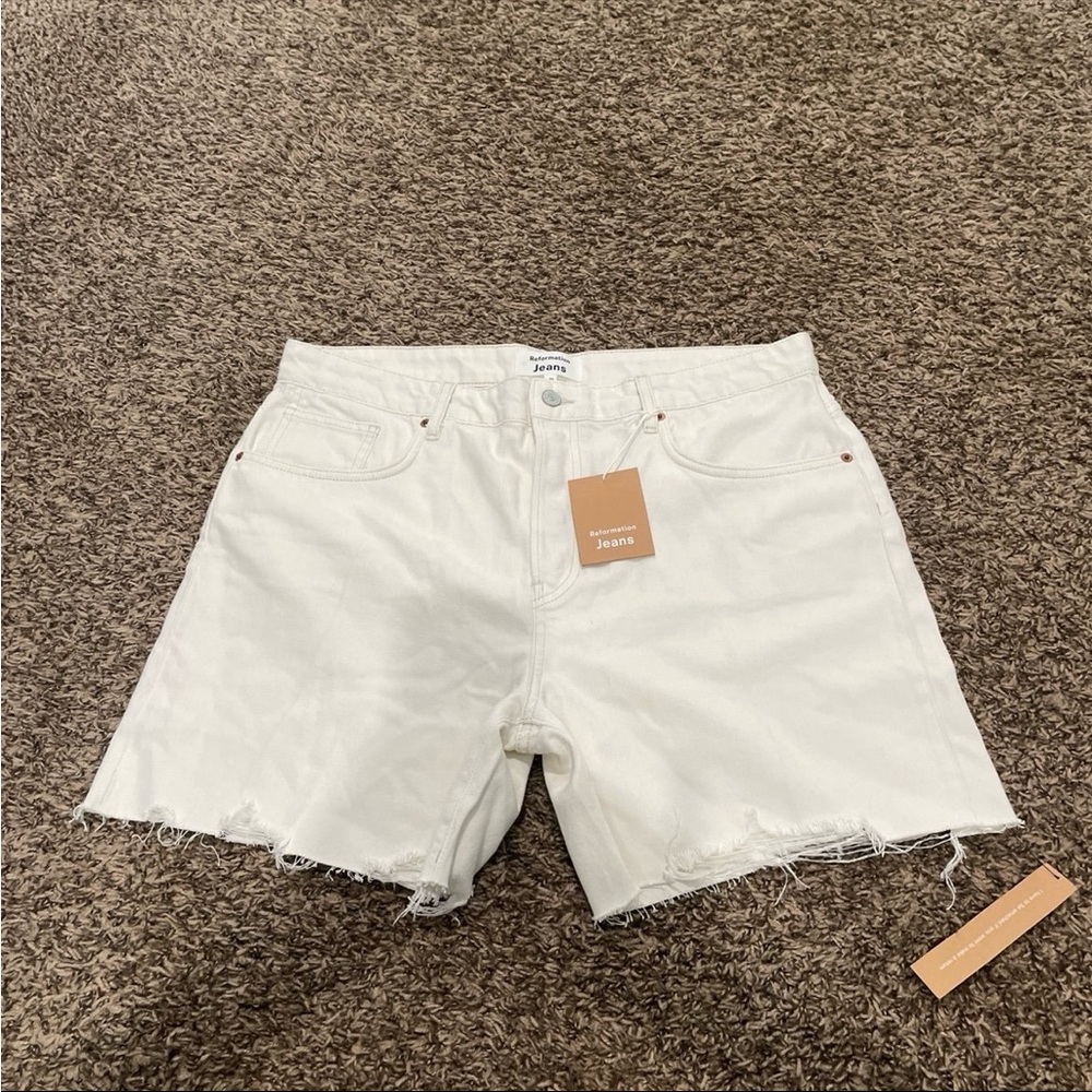 NWT Reformation White Denim Cutoff Shorts